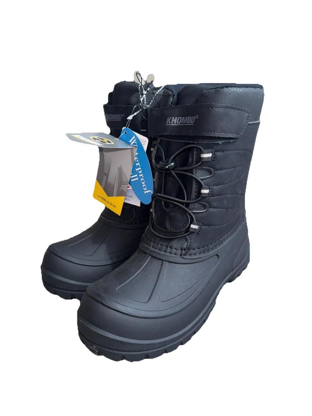 Khombu Boys All  Black Snow Boots Sz 5M  New Without Box